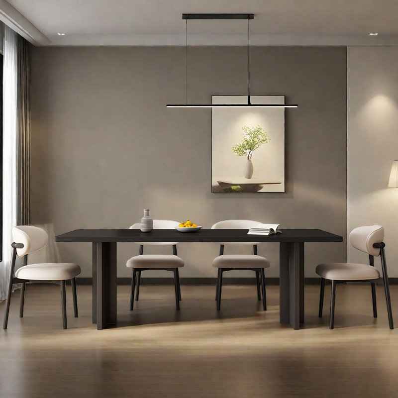 Rectangular light luxury dining table and chair, 29.5"H x 62.9"L x 31.4"W