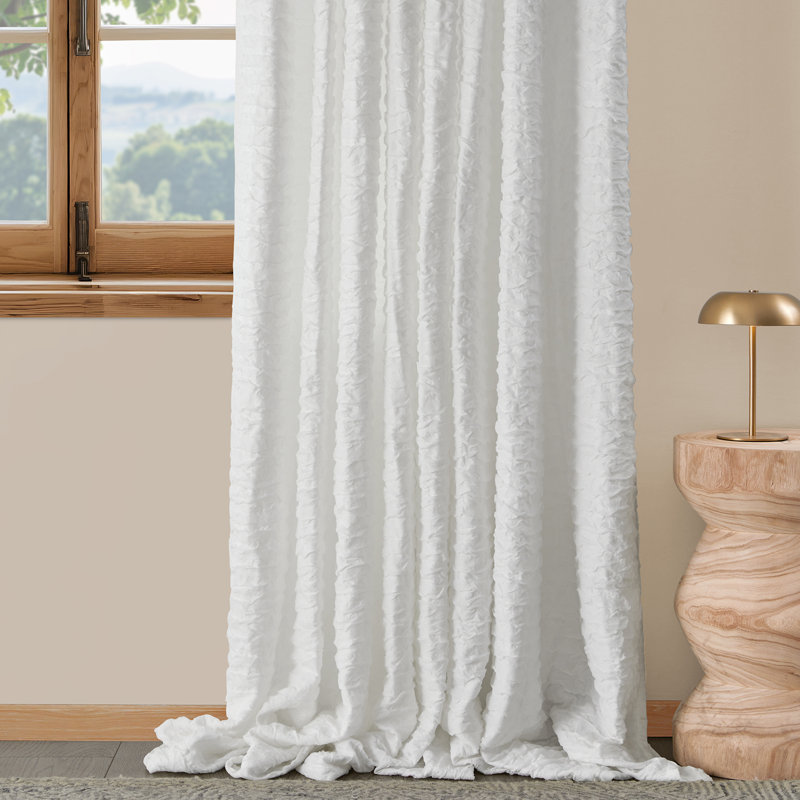 Rideaux semi-transparents texturés en lin mélangé froissé de style campagne neutre pour salon / chambre à coucher Darpes