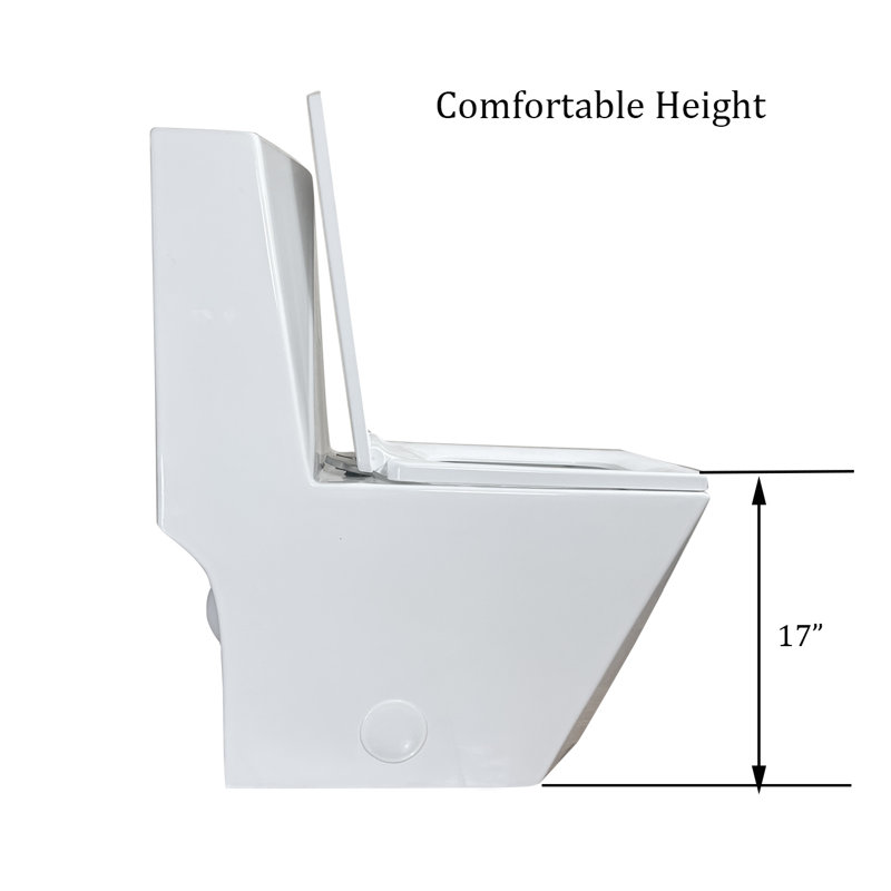 Toilette allongée une pièce Yingze, hauteur de chaise conforme à l'ADA de 17 po, double chasse d'eau de 1,1 / 1,6 GPF, siège à fermeture douce et silencieuse, porcelaine à jupe sans couture, blanc