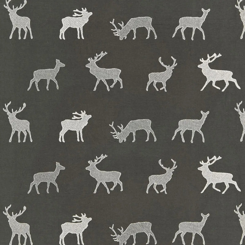Caribou Embroidery Fabric, Black/Gray