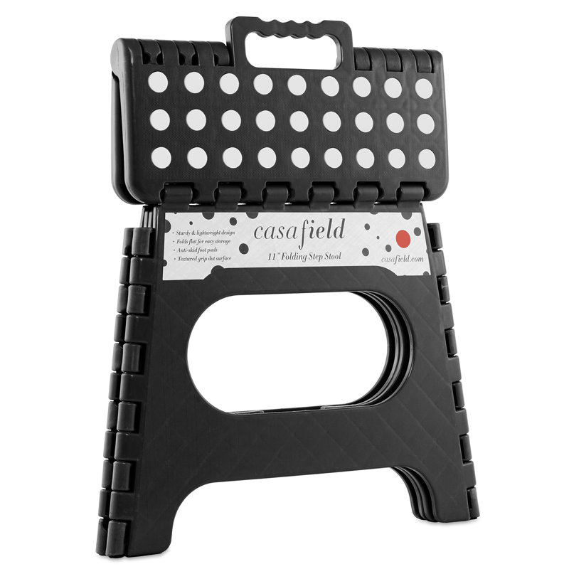 1 - Step Plastic Lightweight Folding Step Stool, Black