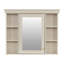 Armoire de rangement murale bleue 35 po x 28 po avec porte miroir, armoire de salle de bain moderne avec miroir, armoire à pharmacie avec 6 tablettes ouvertes