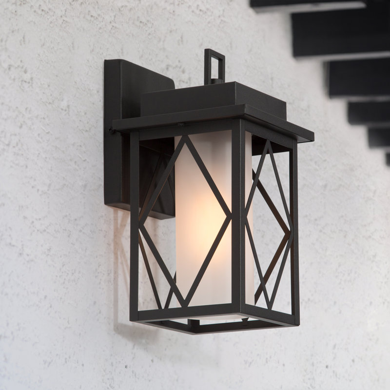 Foxton 1-Light Black Modern Outdoor Wall Lantern Sconce