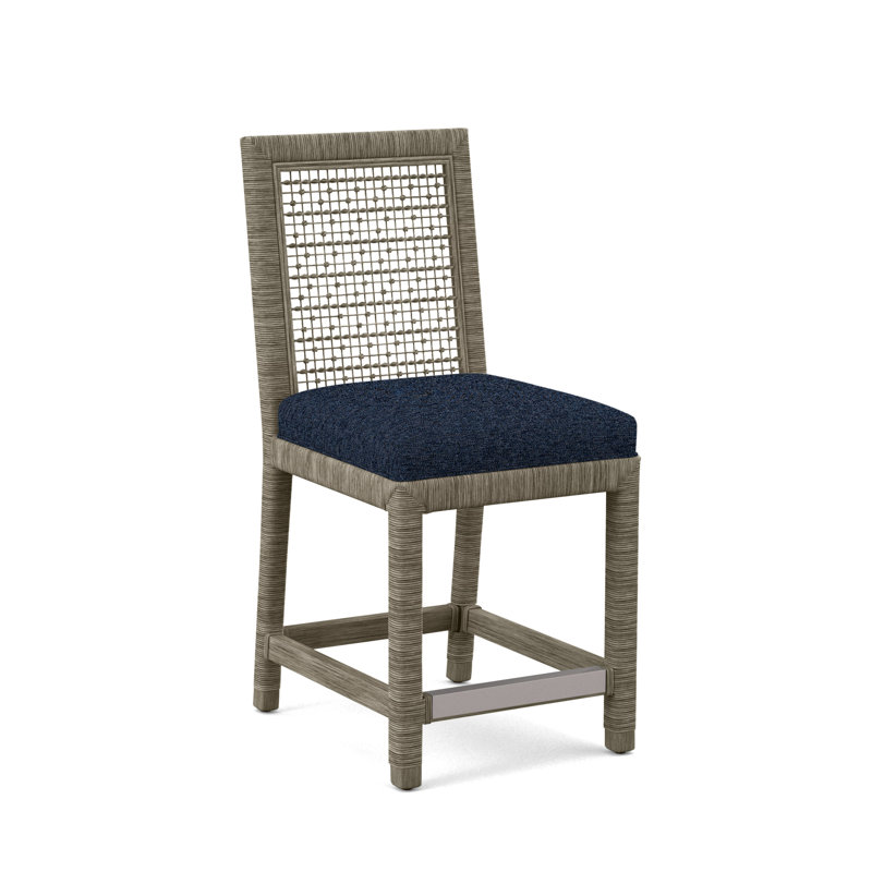 Tabouret de comptoir 24 po Scotia Glinda, Bleu marine de base; 0317-61, Pierre de foyer