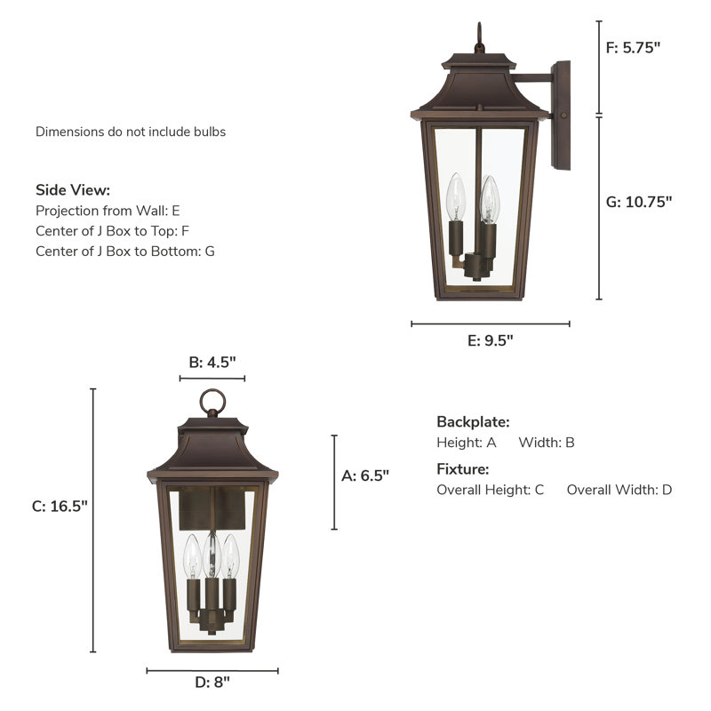 Hunter Spring Cove Outdoor 3 Light Large 17 Inch Wall Light, Bronze