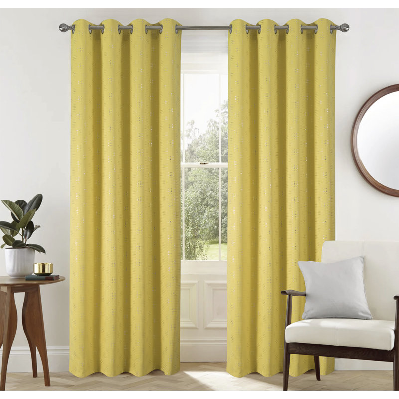 Rideau occultant en polyester Talleyran, Jaune, L 54 po x L 90 po