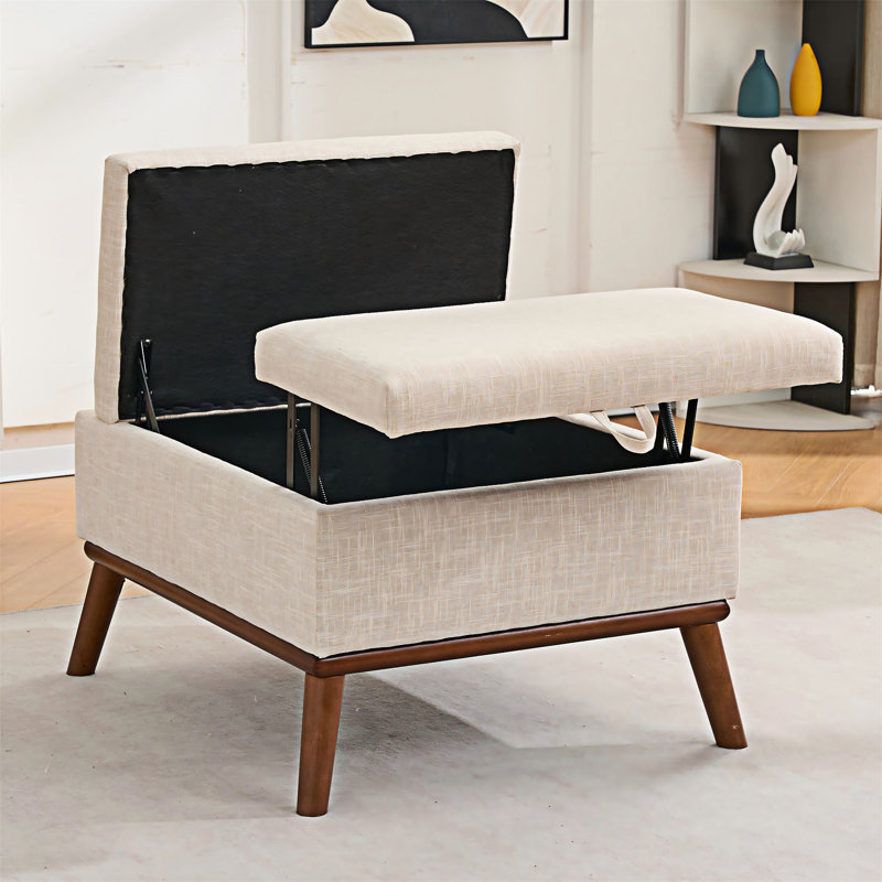 Table basse avec repose-pieds et rangement, Beige / Brun