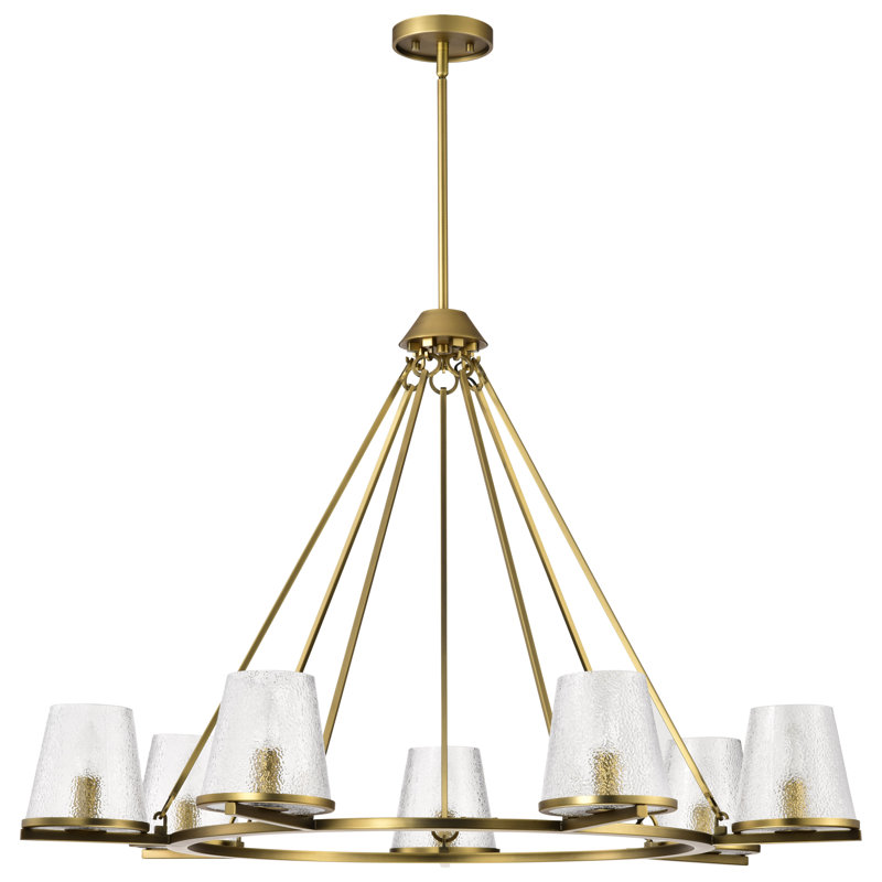 Valentine - Chandelier - Finish - Hammered Glass, Vintage Brass, 25.5" H x 40" W x 40" D, 7 Lights