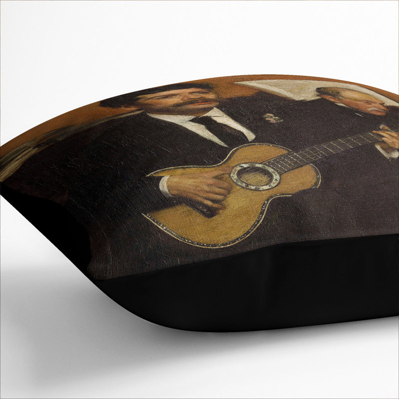 Musicians By Edgar Degas Square Throw Cushion, Black, 40cm H x 40cm W x 15cm D