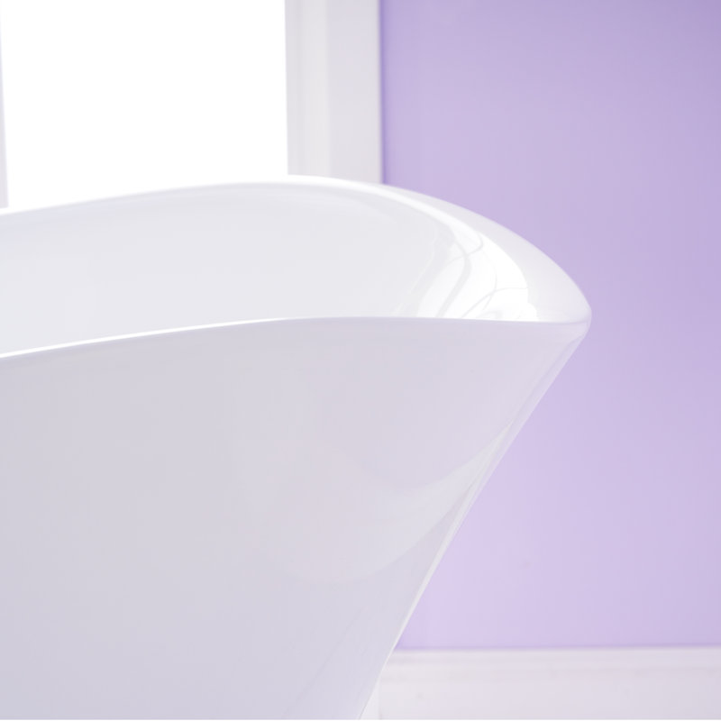 Baignoire de trempage autoportante en acrylique avec drain et trop-plein de 69 gallons, 71 gallons