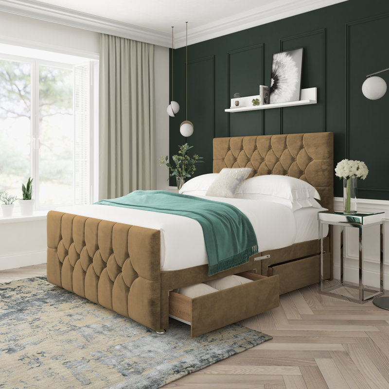 Divan Bed Base, Mink, 4 Drawers, Kingsize (5')