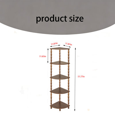 Corner Bookcase, 5-Tier Corner Shelf Unit, Modern Plant Stand with Storage for Bedroom, Bathroom, Kitchen, Living Room