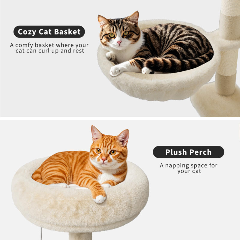 Arbre à chat de 75,6 pouces de haut avec enclos à litière, grand arbre à chat moderne 2-en-1 avec litière cachée, tour de chats d'intérieur avec condos doubles / poteaux à griffer / hamac / perchoirs moelleux