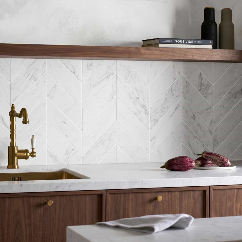 Carrara 3x12 Honed Marble Floor and Wall Tile, 2.95" W x 11.96" D, Honed