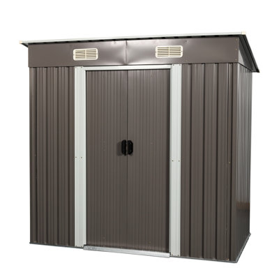 6ft X 4ft Outdoor Shed With Galvanized Iron - , , Sliding Door & Padlock Feature Metal Strong, , Ventilated Design