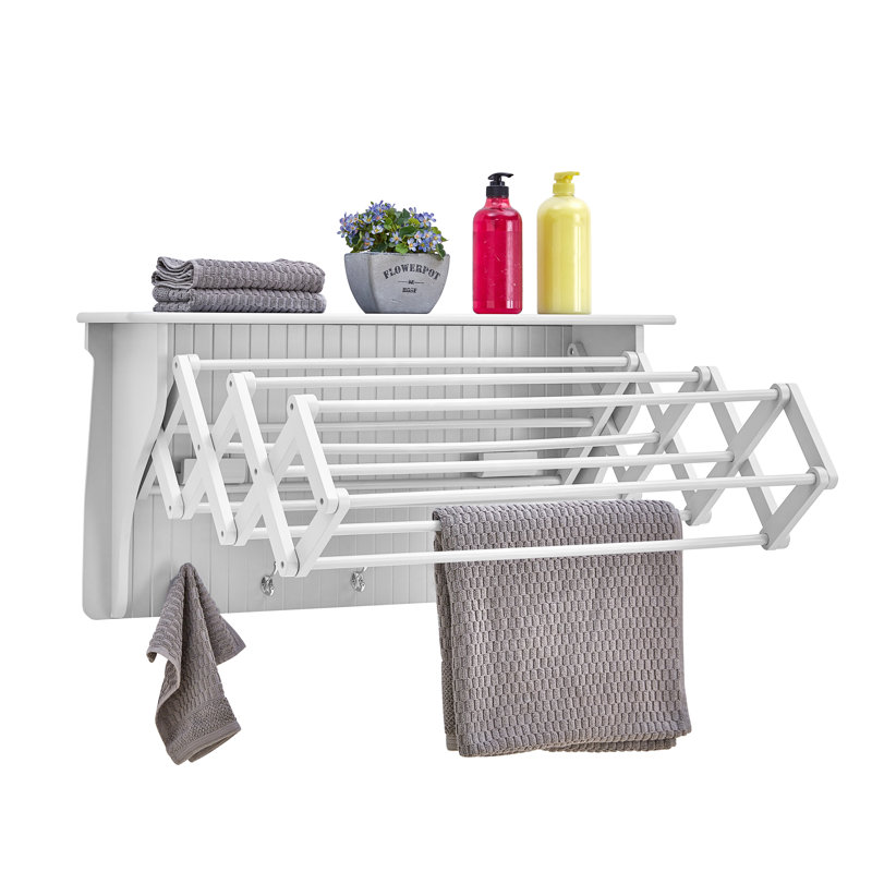 Collapsible Accordion Wall Mounted Drying Rack, White