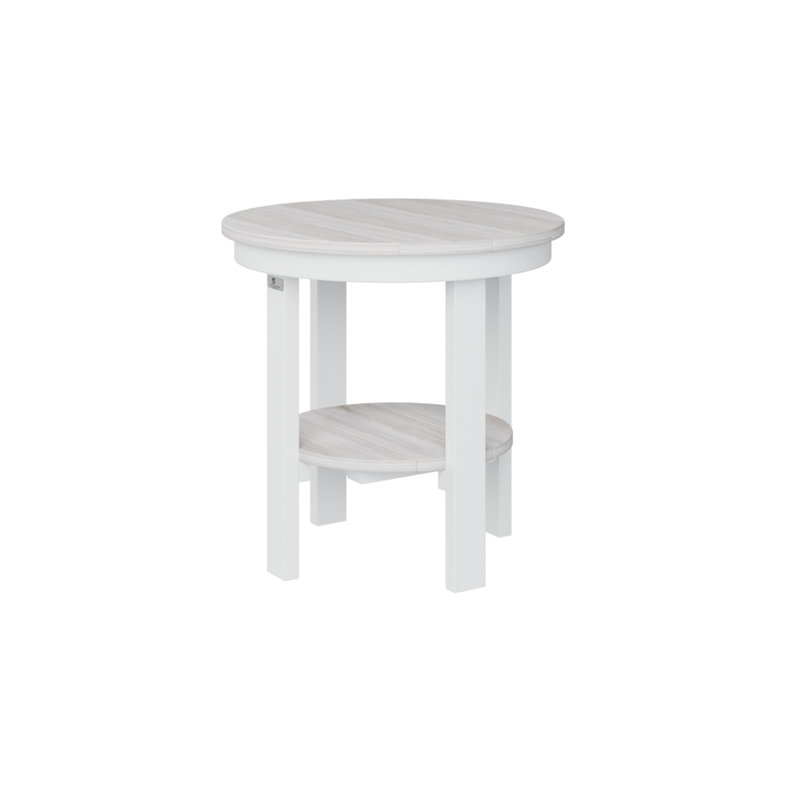 Outdoor Round End Dining Table, 29" H x 21.5" W x 21.5" D, Scarlet Red/White