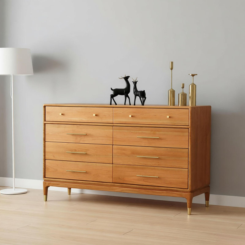 Buffet en bois massif à plusieurs tiroirs, 45.27" H x 62.99" W x 15.74" D