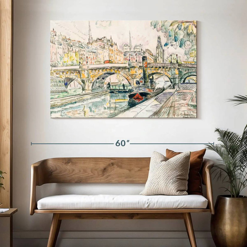 Remorqueur au Pont Neuf Paris, H 32 po x l 48 po