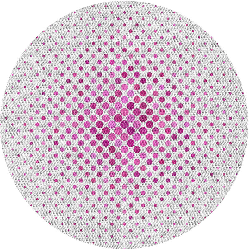 Tapis à motifs blanc / rose, Rond 3 pi