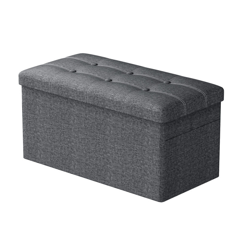 Fleurance 76cm Wide Tufted Rectangle No Pattern Footstool Ottoman with Storage, Grey