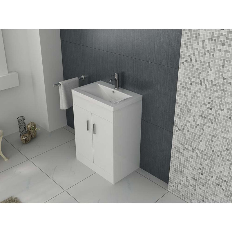VeeBath Desire Venus 500 White FS Unit and Mid-Edge Basin