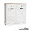Armoire à poubelles et recyclage à double ouverture basculante de 100 cm avec 2 tiroirs, 2 bacs de 38 litres, rangement pour cuisine et buanderie de style campagnard (bacs non inclus)
