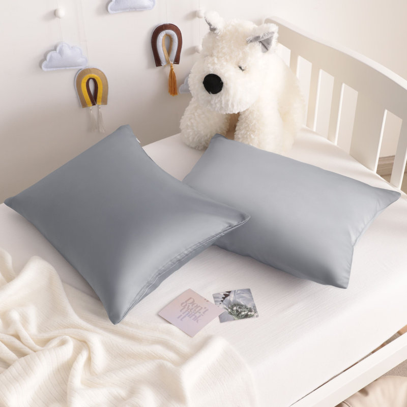 Luxurious Silk Satin Toddler Pillowcases 2-Pack Hidden Zipper 13x18 Inch – Silky Smooth Baby Travel Pillow Covers