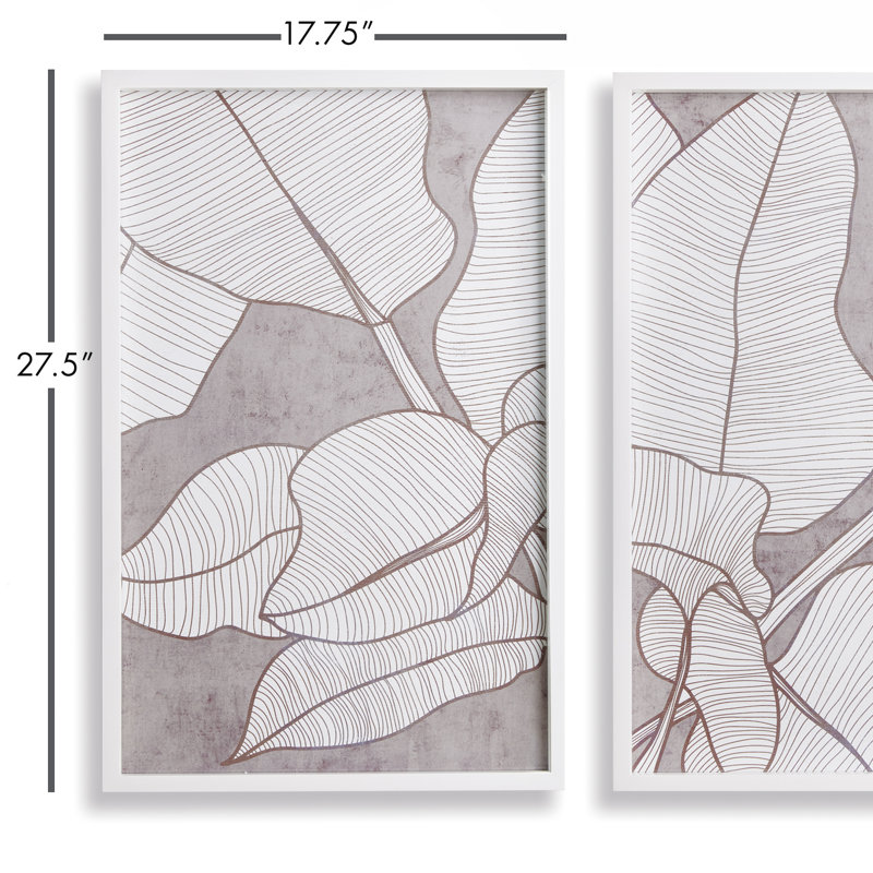 Feuille de palmier Hwan - ensemble de 2 reproductions de cadres photo sur bois