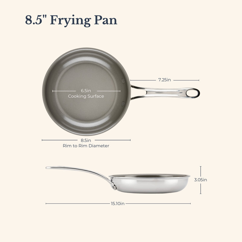Anolon EverLast Clad Ceramic Stainless Steel Frying Pan, 8.5-Inch, Silver