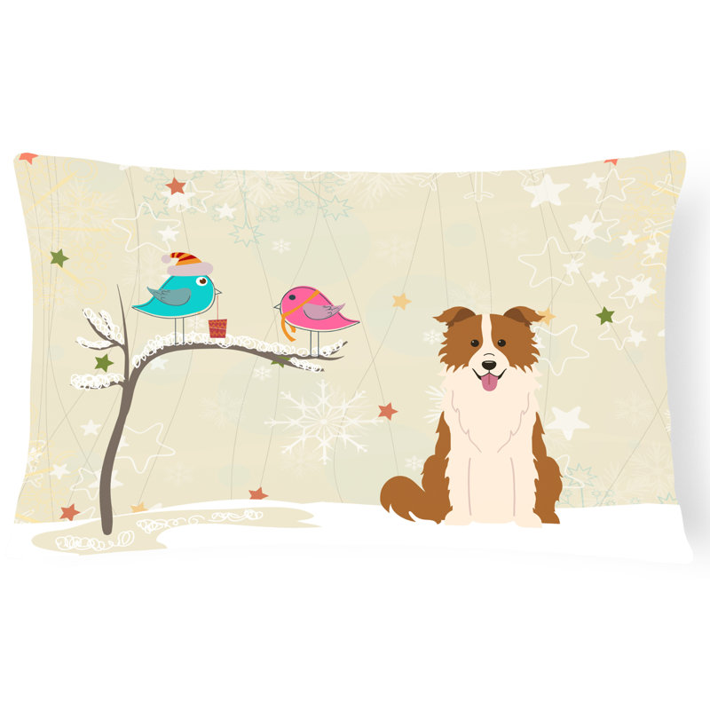 Coussin lombaire intérieur/extérieur carré de noël, Rouge / Blanc