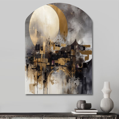 Fontaine - Asymmetrical Landscape Modern Metal Wall Art, Arch Metal Wall Sculpture Print