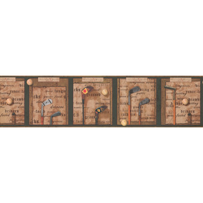Bordure de papier peint rétro à motif de balles dans des cadres rétro L 15 pi x l 6 po