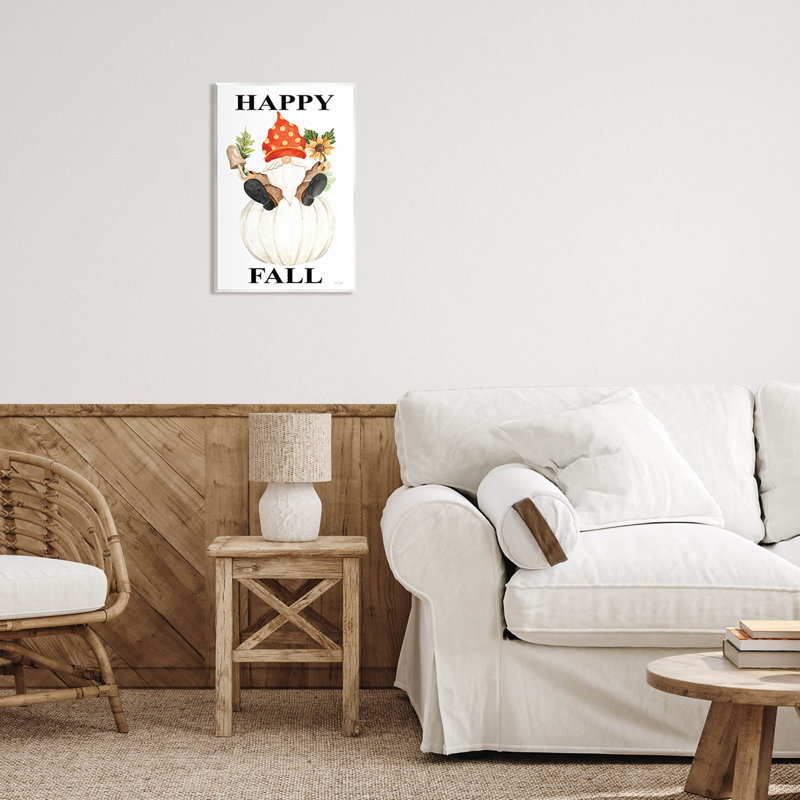 Gnome fantaisiste Happy Fall AT-149, H 19 po x l 13 po x P 0,5 po, Bois