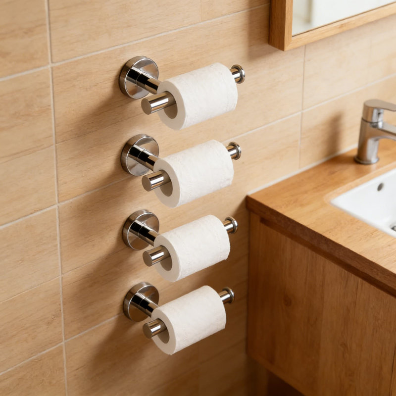 Porte-papier hygiénique en acier inoxydable à fixation murale 304, antirouille pour salle de bain et rouleau de cuisine avec poignée sécurisée et fixation réglable