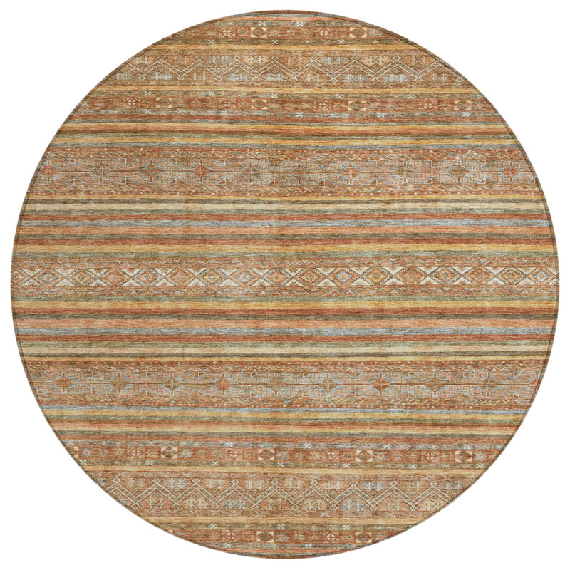 Ysadora Orange Washable Indoor-Outdoor Rug - LOOMLAN, 8' x 8'