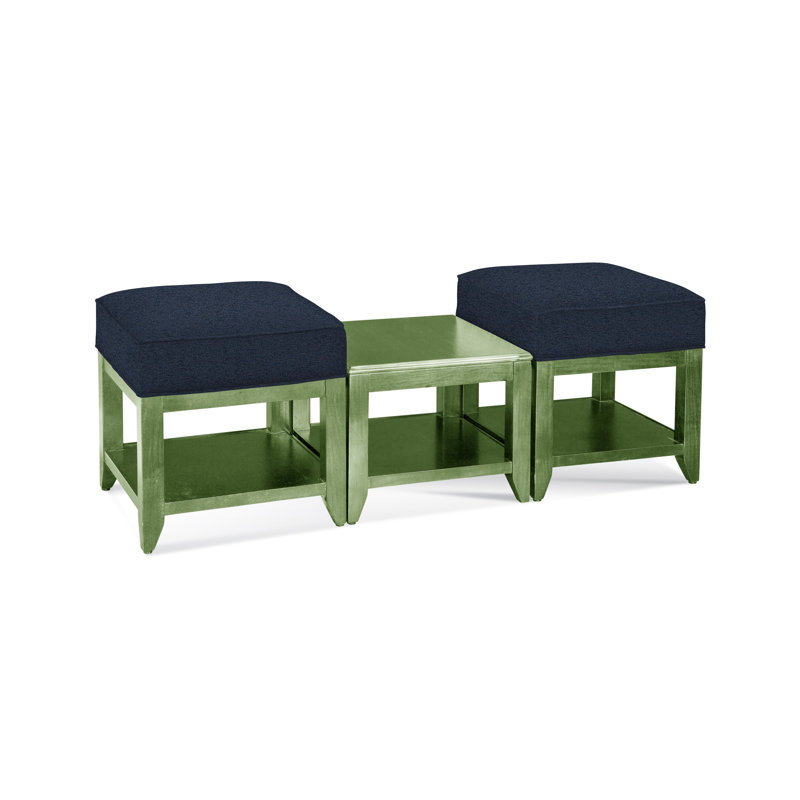 Elements Upholstered Cube Ottoman, Basic Navy; 0317-61, Celery