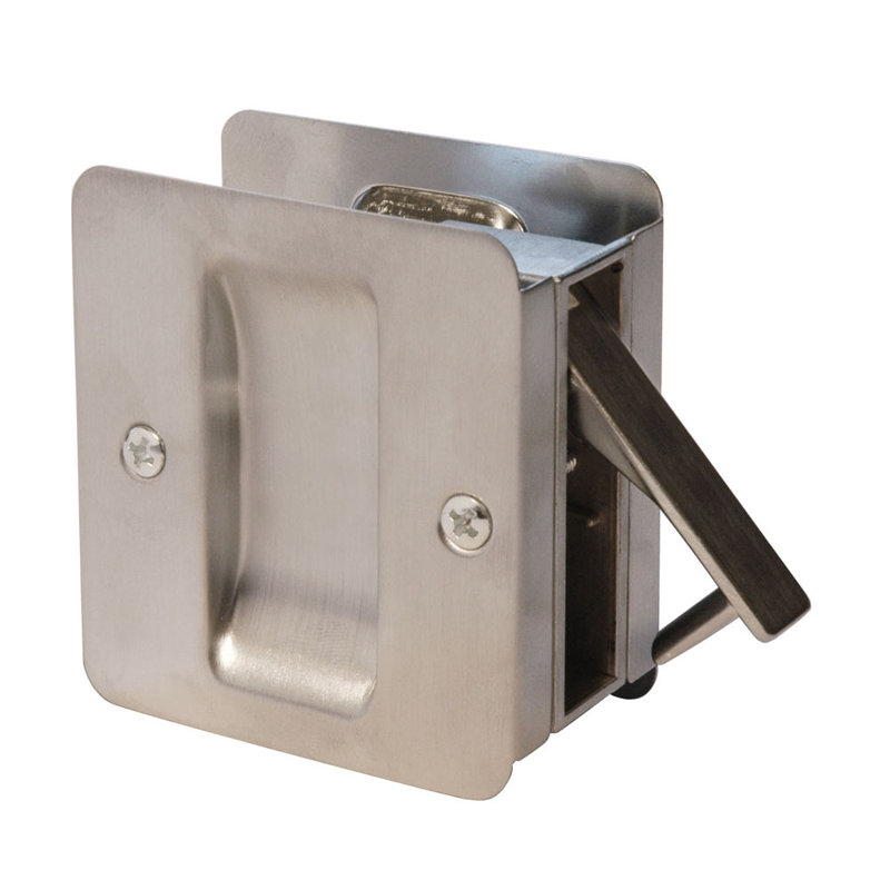 Quincaillerie de porte à serrure à encoche carrée, Chrome satiné