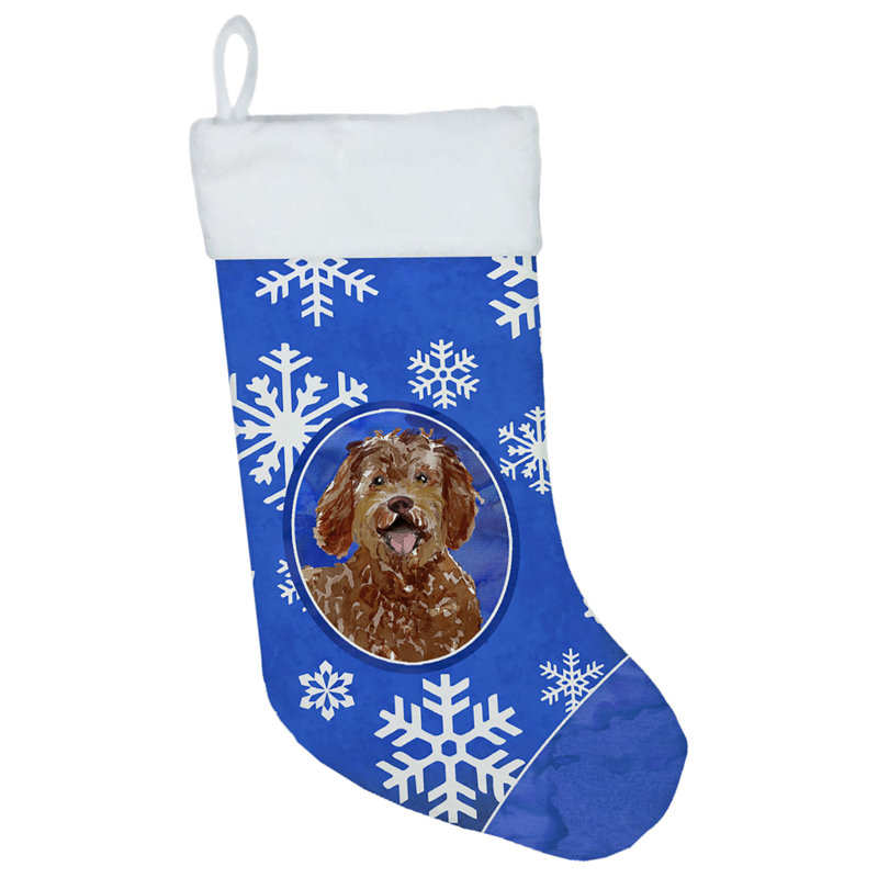 Chaussette de noël winter flocons de noël, Labradoodle