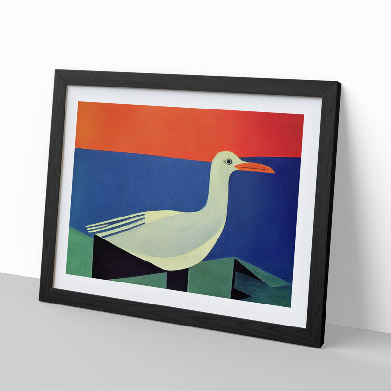 Seagull Abstract Vol.3 - Single Picture Frame Painting, 34cm H x 46cm W x 2cm D, Black 