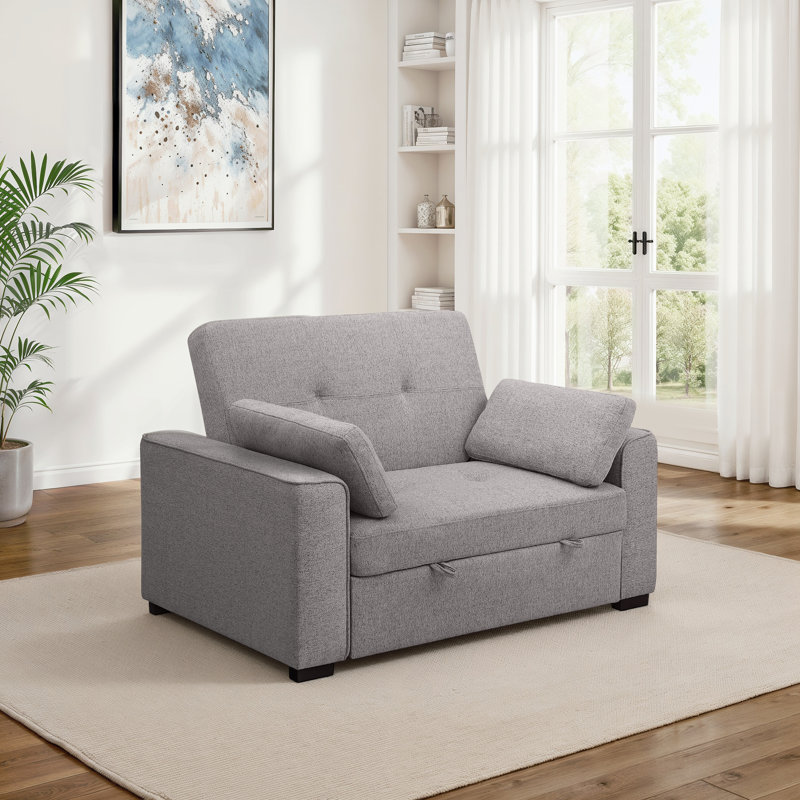 Upholstered Convertible Sleeper Sofa Bed, Gray