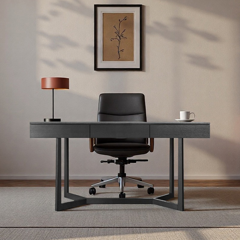 Bureau d'étude à domicile avec table d'ordinateur simple, H 29,53 po x l 55,12 po x P 25,59 po, Noir
