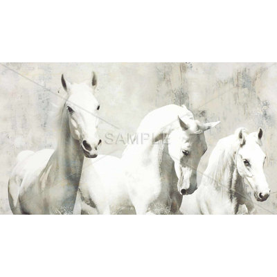 Three White Horses Running - Farmhouse Horse Gaming Mat