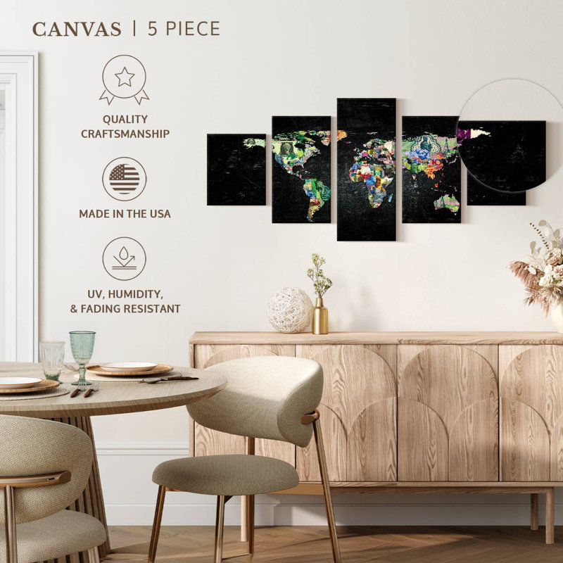 Carte du monde tendance I, H 30 po x l 68 po
