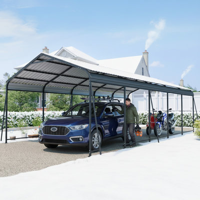 Heavy Duty 12'X26.5' Carport Canopy - Portable Garage With Galvanized Steel Frame & Waterproof Top