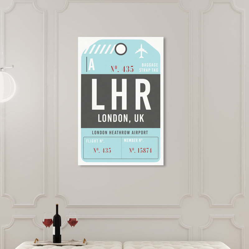 Étiquette de bagage London - art textuel, H 45 po x l 30 po x P 1,5 po