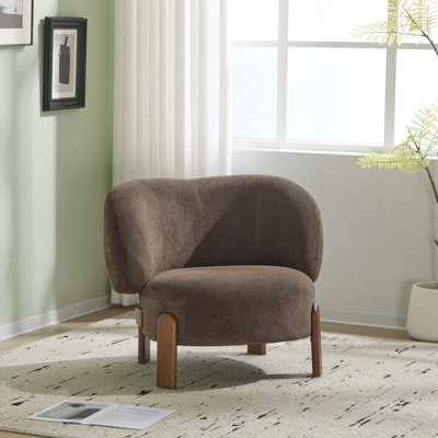 Fauteuil d'appoint confortable à oreilles avec pieds en bois massif