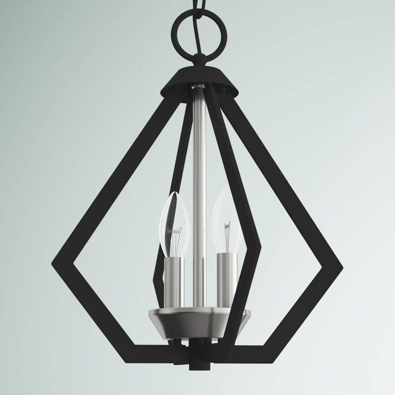 Luminaire suspendu géométrique 2 lumières Buckeys, Noir / Nickel brossé