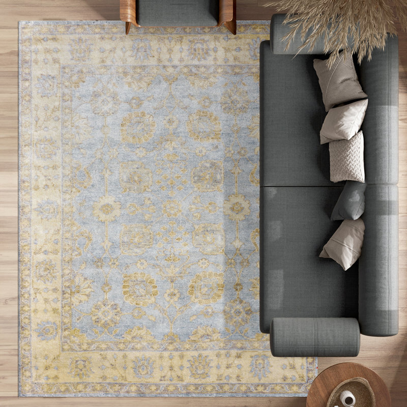 Nomad Wool Oriental Area Rug in Ivory, Rectangle 5' x 8'