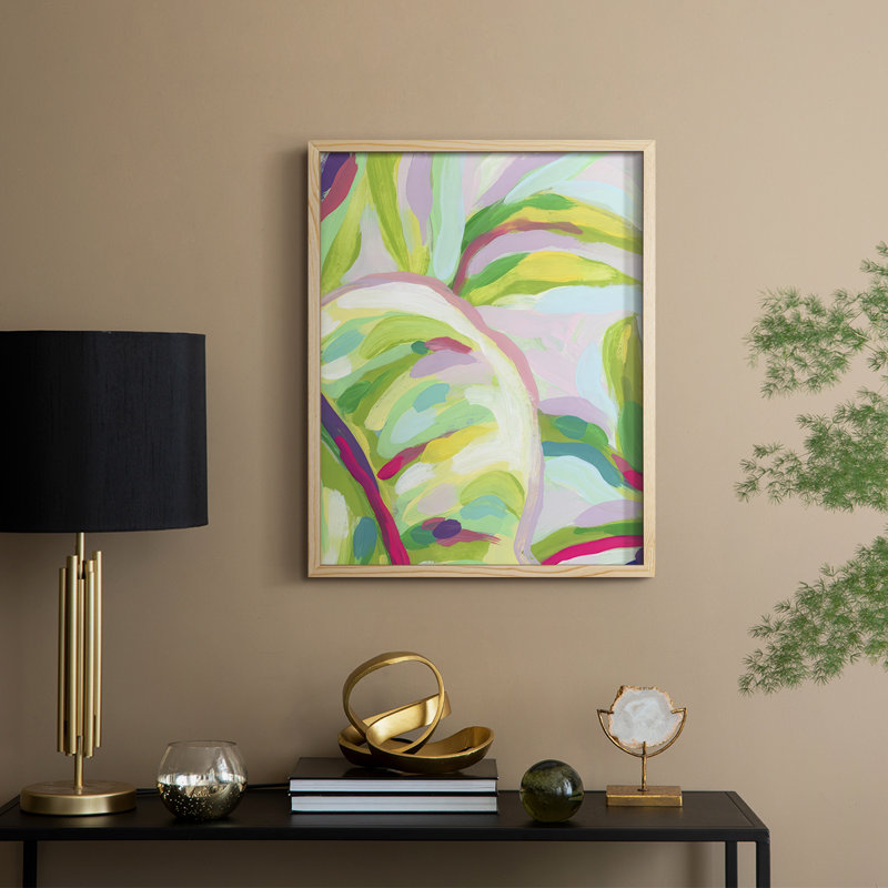 Impression encadrée Bright Tropical Abstraction III - bois massif, H 15 po x l 12 po, Naturel